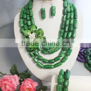 2016 GK4668 Grren Coral and Green Shell Flower Necklace Uniqut Jewelry Set ! thumbnail-2