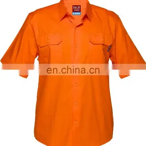 Men's Light Blue PolyCotton Short Sleeve Button Work Shirt thumbnail-3