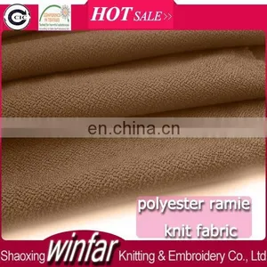 Winfar Textile Plain Dyed Soft Knit Polyester Spandex Ramie Scuba Fabric Thick thumbnail-1