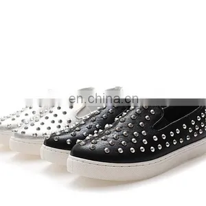 Wholesale Women Slip on Loafer Shoes Flat Casual Shoes With Rivet thumbnail-3