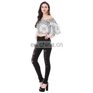 2018 Printing Flower Light Weight Wholesale Ladies Tops thumbnail-4