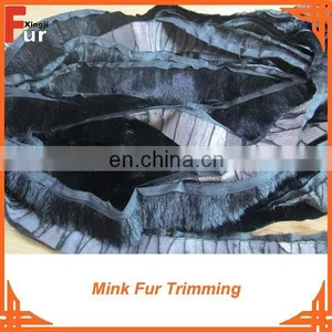 Mink Fur Trim, Black Color, Genuine Fur thumbnail-1