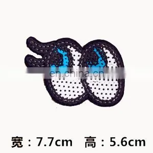 Cute Cartoon Blue Eyes Sequin Patch Embroidery Applique thumbnail-3