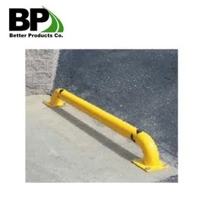 Finished Square Galvanized Steel Bollards With Welded Caps Installed thumbnail-3
