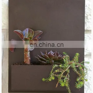 Custom Rectangular Corten Planter Box Metal Rust Wall Planters thumbnail-4