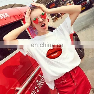 New Product Autumn Hot Style European and American Loose Solid Color Printing Round Neck Short Sleeve Women's T-shirt thumbnail-5