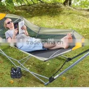 Easy Fold Fabric Hammock With Aluminum Tube Stand With Carrying Bag thumbnail-1