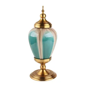 Light Luxury Retro Fashion Green Crack Large Ceramic Vase For Coffee Shop Decor thumbnail-5