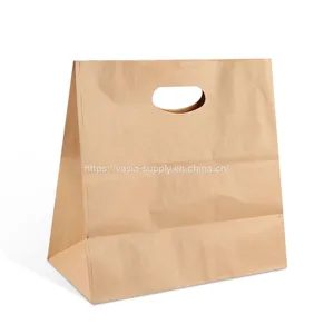 Wholesale Brown Kraft Paper Food Grade Cake Packaging Bag With Die Cut Handle thumbnail-1