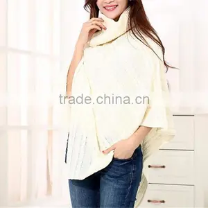 2016 Ladies Turtle Neck Women New Model Acrylic Poncho thumbnail-6