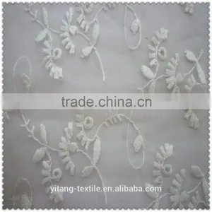 Organza Embroidered White Fabric thumbnail-1