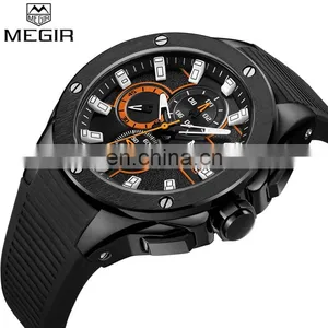 MEGIR 2053G Boy's Fashion Quartz Hand Watch Rubber Strap Watch Sport Men thumbnail-1