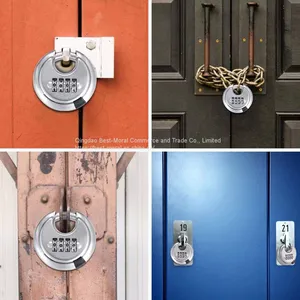 Outdoor 4 Digit Heavy Duty Round Combination Disc Padlock With Hardened Steel Shackle thumbnail-5