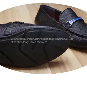 Genuine Full Shoes Ostrich Leather Cowhide Sole Hand-Sewn Slip-On Casual Men's Shoes Special Offer thumbnail-5