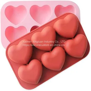 2pcs Chocolate Molds Silicone Heart Shape Silicon Moulds thumbnail-1