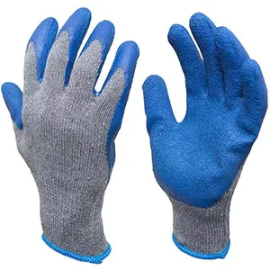 Wholesale Price 10Gauge TC Cotton Liner Crinkle Latex Coated Construction Contractor Gloves thumbnail-3