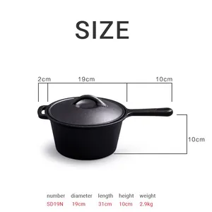Hot Sale Morden Style Pre-seasoned Vegetable Oil Coating Cast Iron Soup Pot Sauce Pan With Lid thumbnail-2