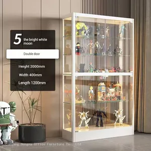 JUNTUO Commercial Glass Display Cabinet | Steel Frame Showcase | LED Lighted, Secure Lock for Showroom Use – DC-1800LS-04 thumbnail-3