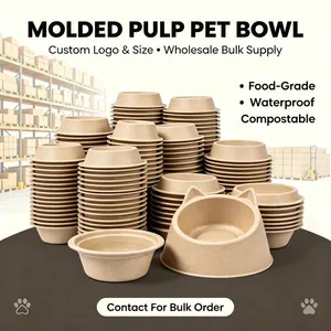 Compostable Disposable Pulp Pet Bowl for Cats and Dogs, 500ml,750ml, 850ml,1200ml Capacity, no Cleanup Bowl Needed thumbnail-2