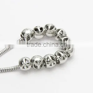 Round Hollow Large Hole Metal Beads, DIY Zinc Alloy Necklace & Bracelets Beads Accessories thumbnail-5