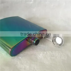 Hip Flask Stainless Steel Flasks Rainbow Iridescent Gold Flask thumbnail-5