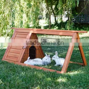 Outdoor Wooden Triangle Rabbit Hutch thumbnail-1