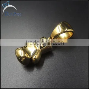 Stainless Steel Gold Plated Boxing Gloves Pendant 24" Cuban Necklace Chain thumbnail-2