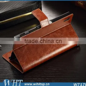 New Products Crazy Horse Skin Leather Wallet Case for Sony Xperia Z5 thumbnail-1