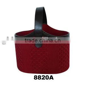Acrylic Fibre Knited Basket With Pu Handle thumbnail-1