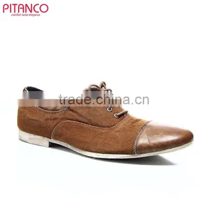 Leather and Canvas Lace-up Mens Casual Shoes thumbnail-1