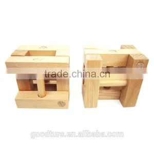 2015 Hot Sale Wooden IQ Intelligent Puzzle Magic Puzzle Kongming Lock Brain Teaser Model Number GAD1130 thumbnail-2