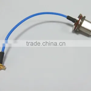 Pigtail, Cable Assembly, N Female, Bulkhead to MCX Male With RG316, Blue Jacket thumbnail-1