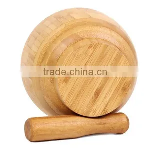 2015 New Design Bamboo Garlic Mortar and Pestle Set thumbnail-1