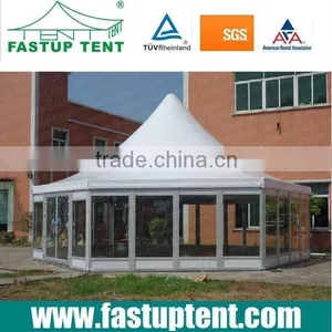 White Pvc Wall or Glass Wall Hexagon Pagoda Tent With Diameter From 6m to 12m thumbnail-1