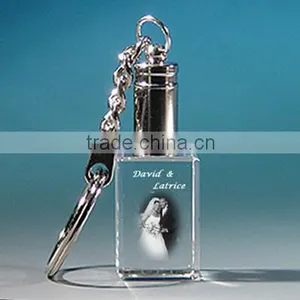 Wholesale Beautiful 3D Laser Image Crystal Keychain for Wedding Gift, Crystal Key Ring thumbnail-1