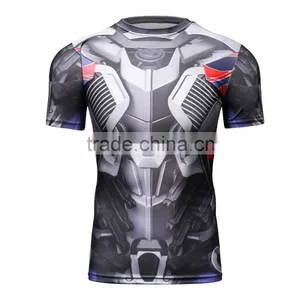 Men Custom Design Dri Fit Sublimated t Shirt Printing Running Tight t Shirt thumbnail-1
