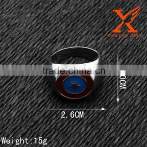 In Stock Cheap Championship Marvel Comics New Stainless Steel Captain America Comic Geek Band Ring for Woman and Men thumbnail-2