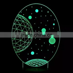 3D Optical Illusion Moon Scene Night Lamp Night Light 10 Colorful LEDs Ultra-thin Acrylic Light Panel AA Battery or DC 5V thumbnail-5