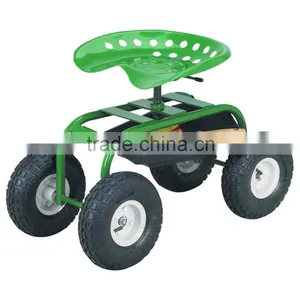 Height Adjustable Rolling Garden Seat With Four Rubber Wheels thumbnail-1