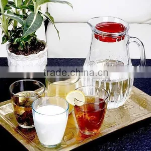 Clear Glass Trumbler Sets and Glass Pitcher With Handle for Cold Water thumbnail-1