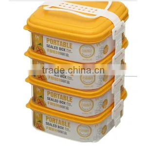 4 Layer DIY Stack Plastic Houseware Snap Close Food Container Set With Handle thumbnail-3