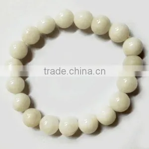 White Agate Elastic Beads Bracelet | Natural Stone Bracelet Wholesale | MetaphysicalJewellery Wholesale thumbnail-1
