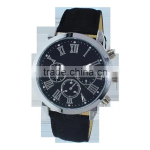 Men's Fashion Leather Band Wrist Watch Quartz Watch (Black) thumbnail-1
