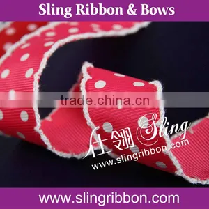 Stitched Grosgrain Ribbon With Polka Dots Printed thumbnail-1