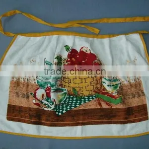 Yellow Border Cotton Waist Kitchen Apron With Pigment Printing thumbnail-1