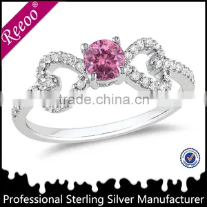 925 Silver Ring With Inlaying Stones, Sterling Silver Gemstone Couple Rings thumbnail-1