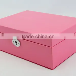 Luxury Custom Wooden Pink Jewellry Storage Box With Key Lock thumbnail-1