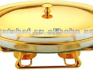 Oval Food Warmers With Golden Line Stand thumbnail-1