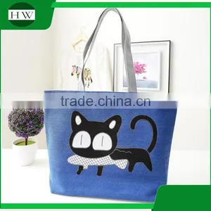 Promotional Fashion Eco Custom Printed Cotton Canvas Women Handbags Tote Bag thumbnail-4