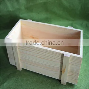 Unfinished Rectangle Pine Wooden Basket for Fireplace or Wastepaper thumbnail-3